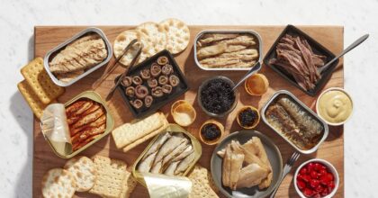 tinned fish board with season brand products